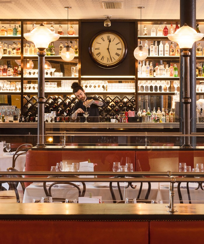The Dining Room bar with its station clock
